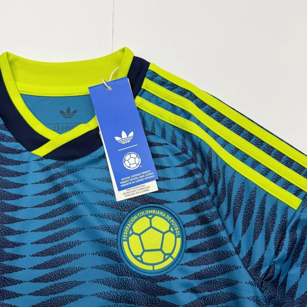 Colombia Soccer Jersey Youth Large 13-14 Blue Boy Adidas ClimaCool National Team